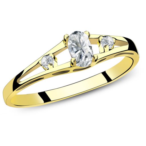 Złoty zaręczynowy pierścionek z kamieniami